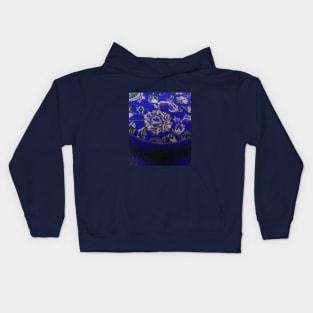 blue flower pattern, floral designs, minimal art, abstract art, floral pattern, antique rug photo , For custom orders please DM me. Kids Hoodie